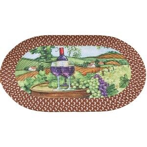Oval Braided Kitchen Rug (20"x30") WINE & GRAPES,CHARMING WINE COUNTRY & FARM,CE